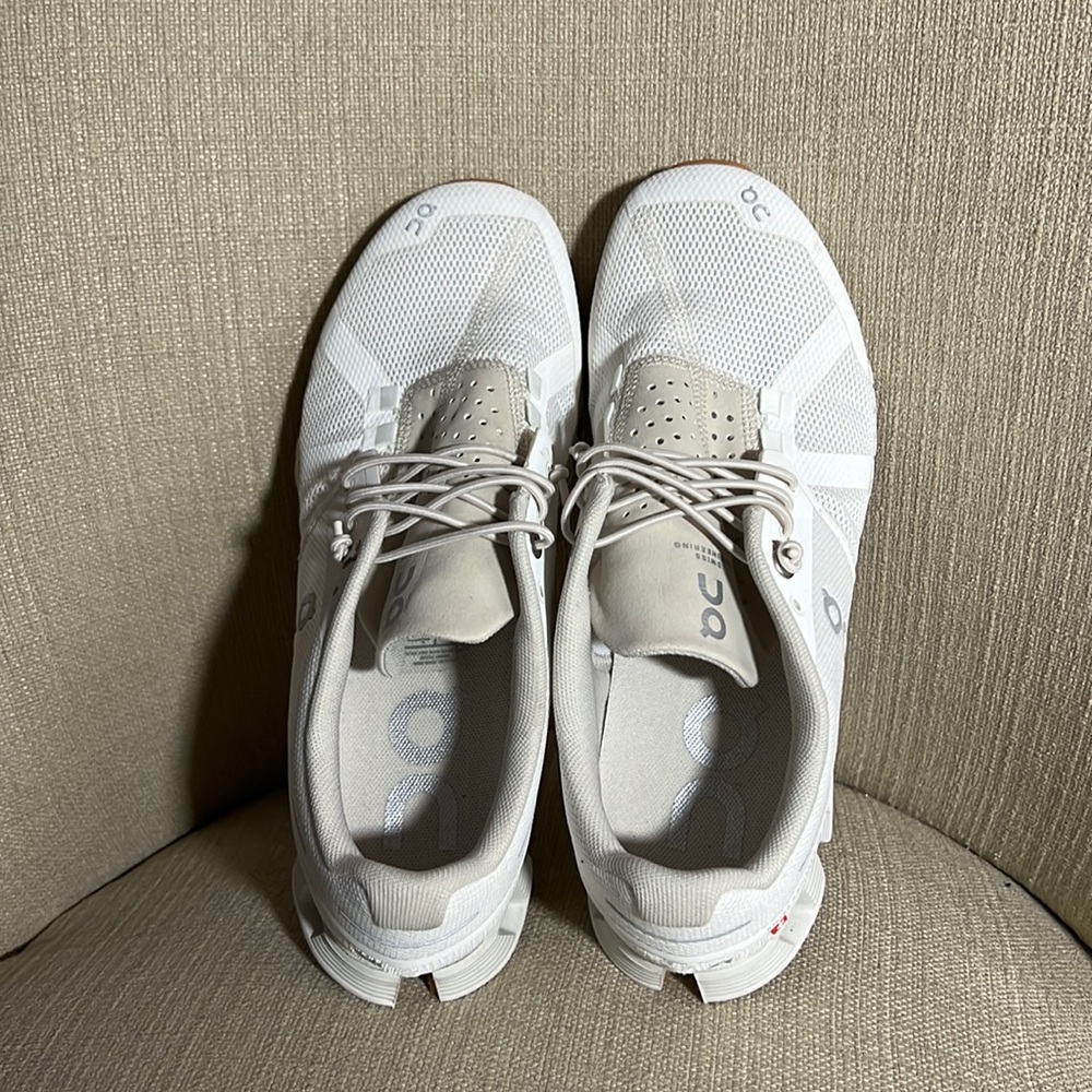On
Women's Cloud Low Top Running Sneakers tan / beige and white